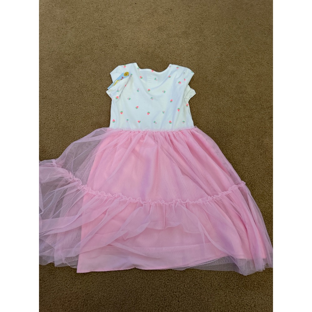 Cat & Jack Girls Strawberry Print Tutu Dress Pink Tiered Tulle Skirt L 10/12 - Picture 5 of 5